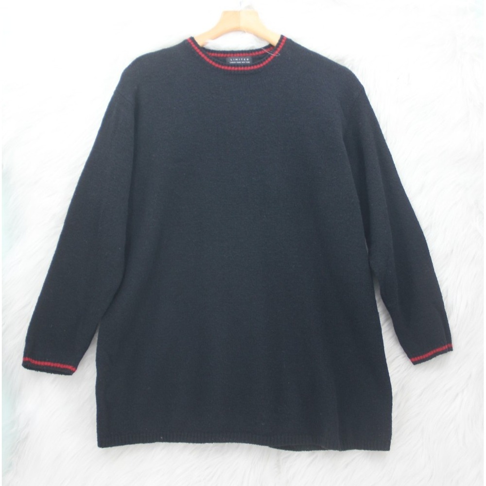 Vintage Limited Wool Black Red Crewneck Pullover Sweater M Heritage Grandpacore